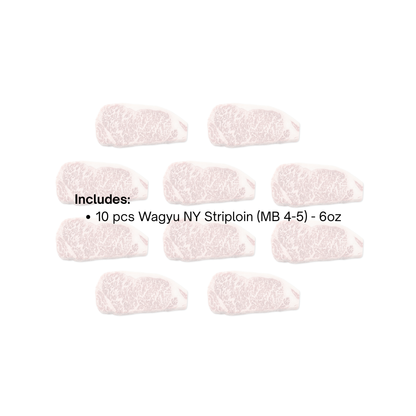 Bulk Wagyu NY Striploin Steak MB (4-5 9oz) 10pcs